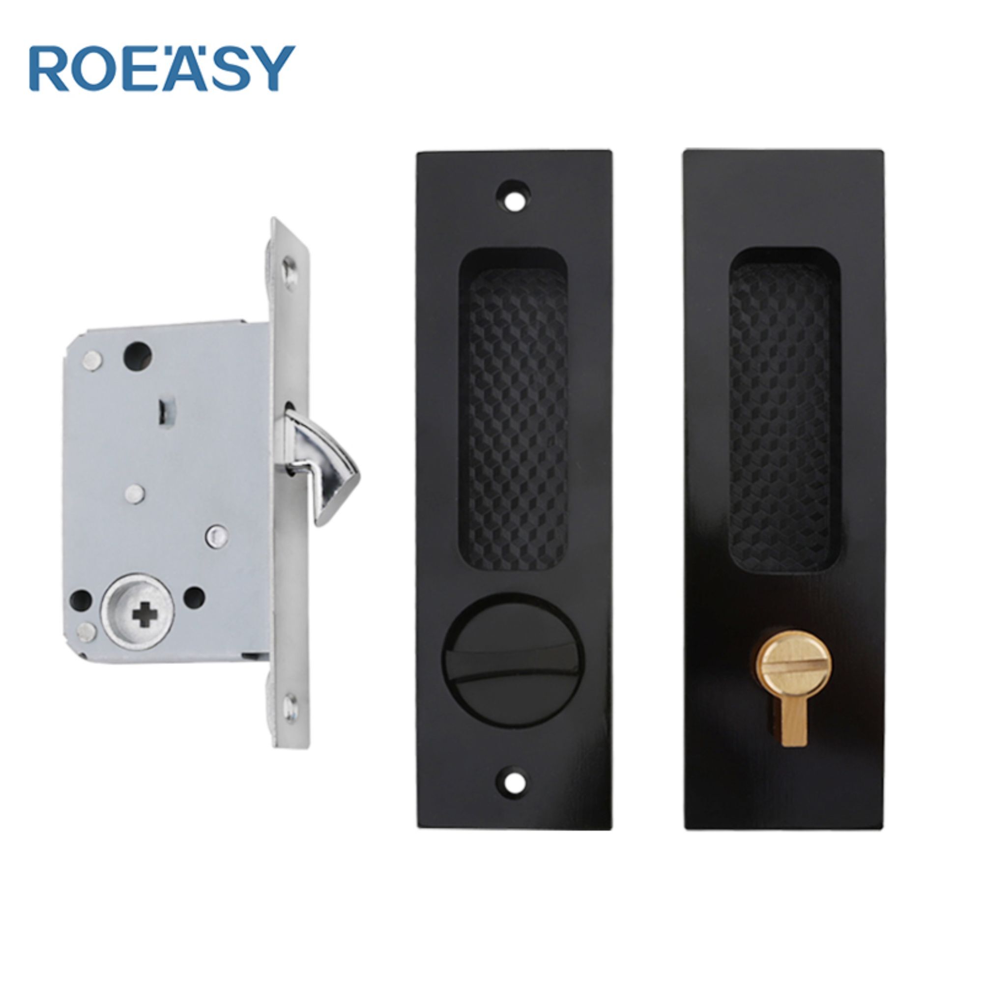Roeasy K01 aluminum sliding glass door stainless steel handle lock door guard flush latch slide bolt lock hardware