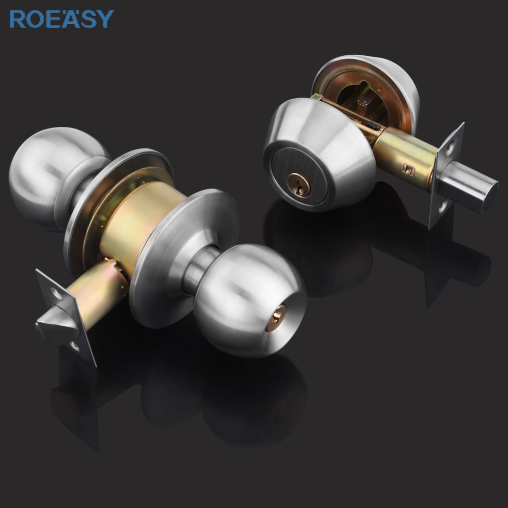 Roeasy 587SS+DB102SS knob door lock stainless steel locket double one side lock double handle door lock