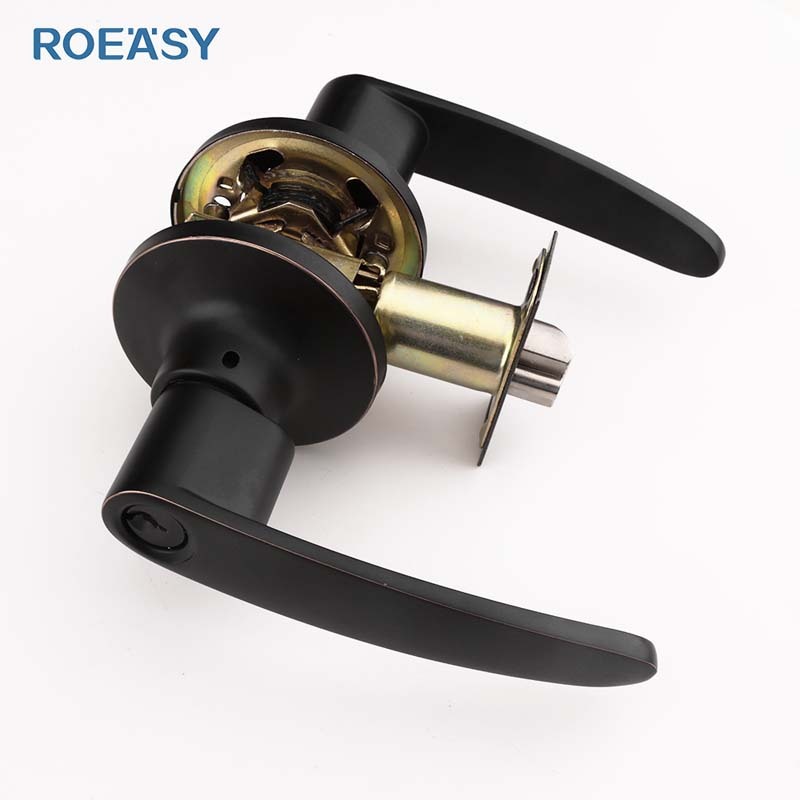 Roeasy 3694ORB-ET Black Door Handle Sets Interior Handle Door Lock Sets Level Lock ORB Zinc Alloy Tubular Lever Handle Door