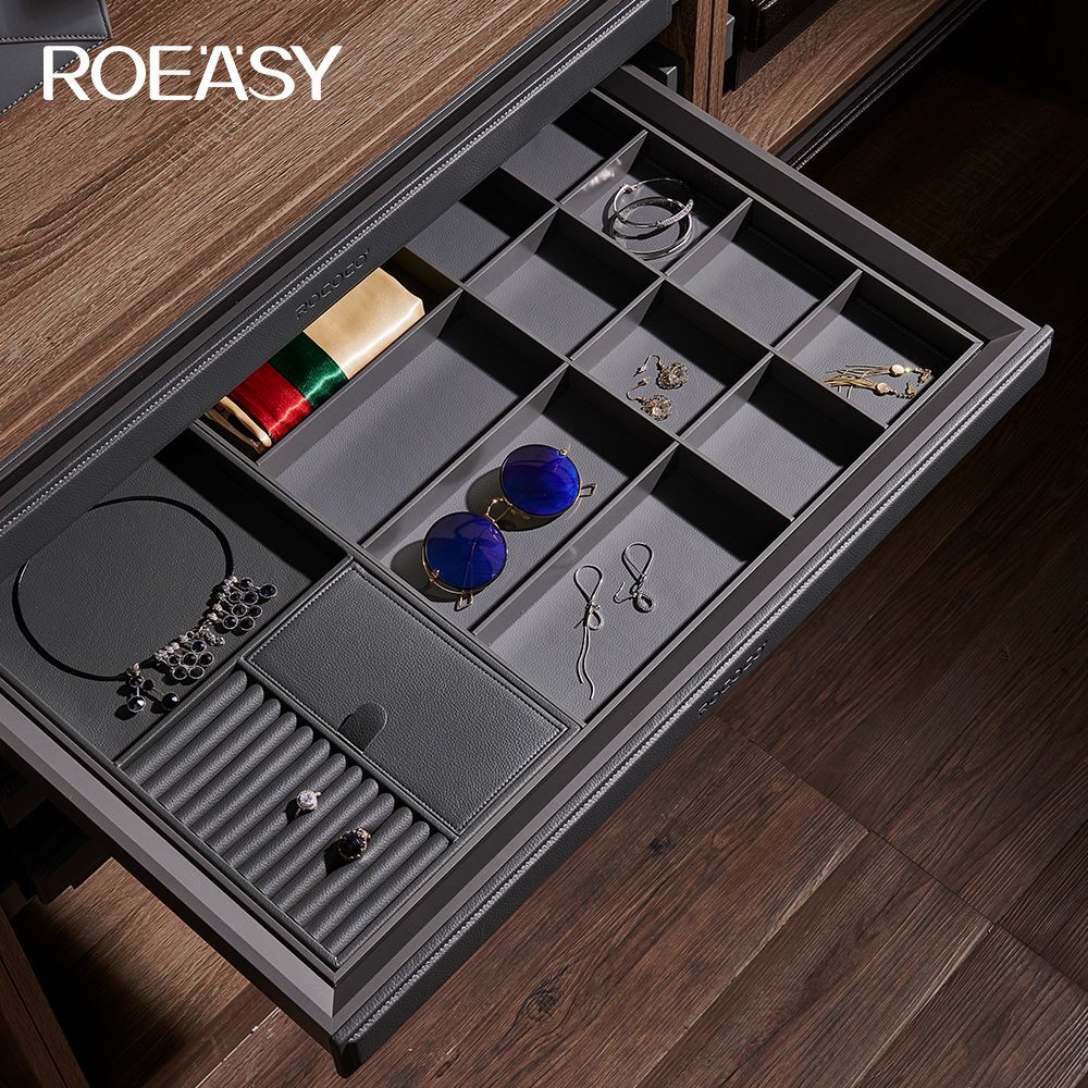ROEASY R8001 China Factory Soft Closing Wardrobe Leather Basket