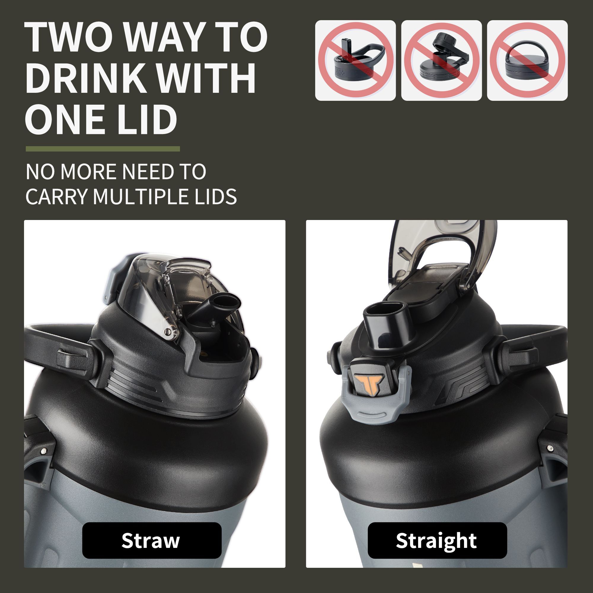 TKK Half Gallon Water Bottle Jug With Straw, Large Capacity Plastic Water Bottle, Dishwasher Safe, 1/2 Gallon 64 Oz, BPA Free Tritan For Gym, Yoga - View #8